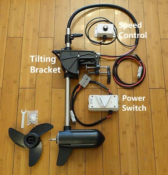 Electric Thruster Trolling Motor with Speed Controller & Bracket for Kayak DIY