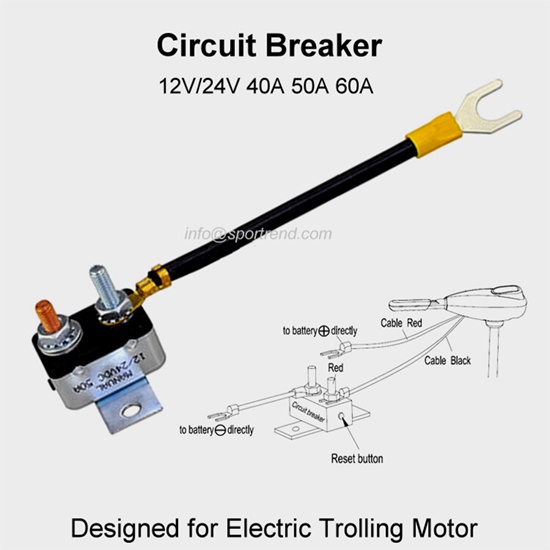 Circuit Breaker for Electric Trolling Motor 12V/24V 40A 50A 60A